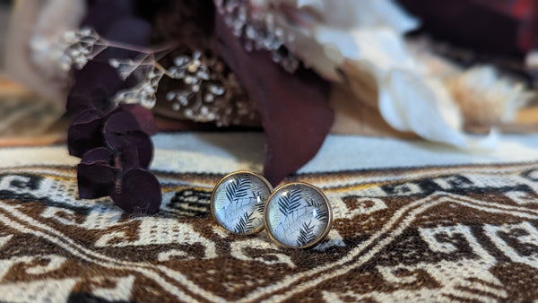 Boucle d'oreilles - Fleurs fond blanc