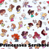 Masques - 100% Coton - Princesses Scribble