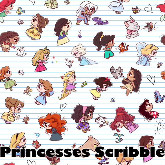 Masques - 100% Coton - Princesses Scribble