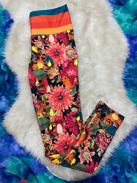 Leggings - Copains de feu fleuris